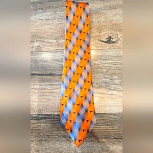 Eagles Wings LONGHORNS Orange & Silver 57" Silk Neck Tie